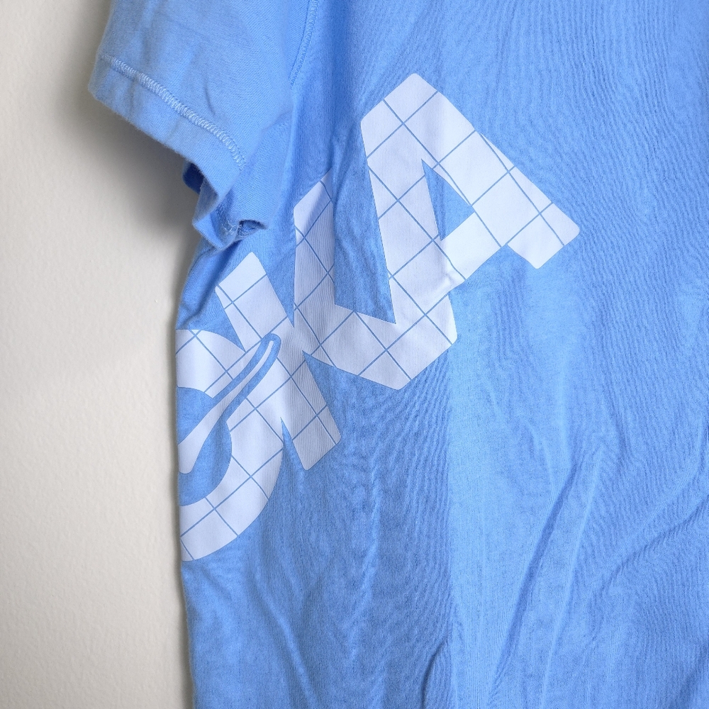HOKA ONE ONE Blue Cropped Running Workout Gym Tee L - Picture 6 of 11